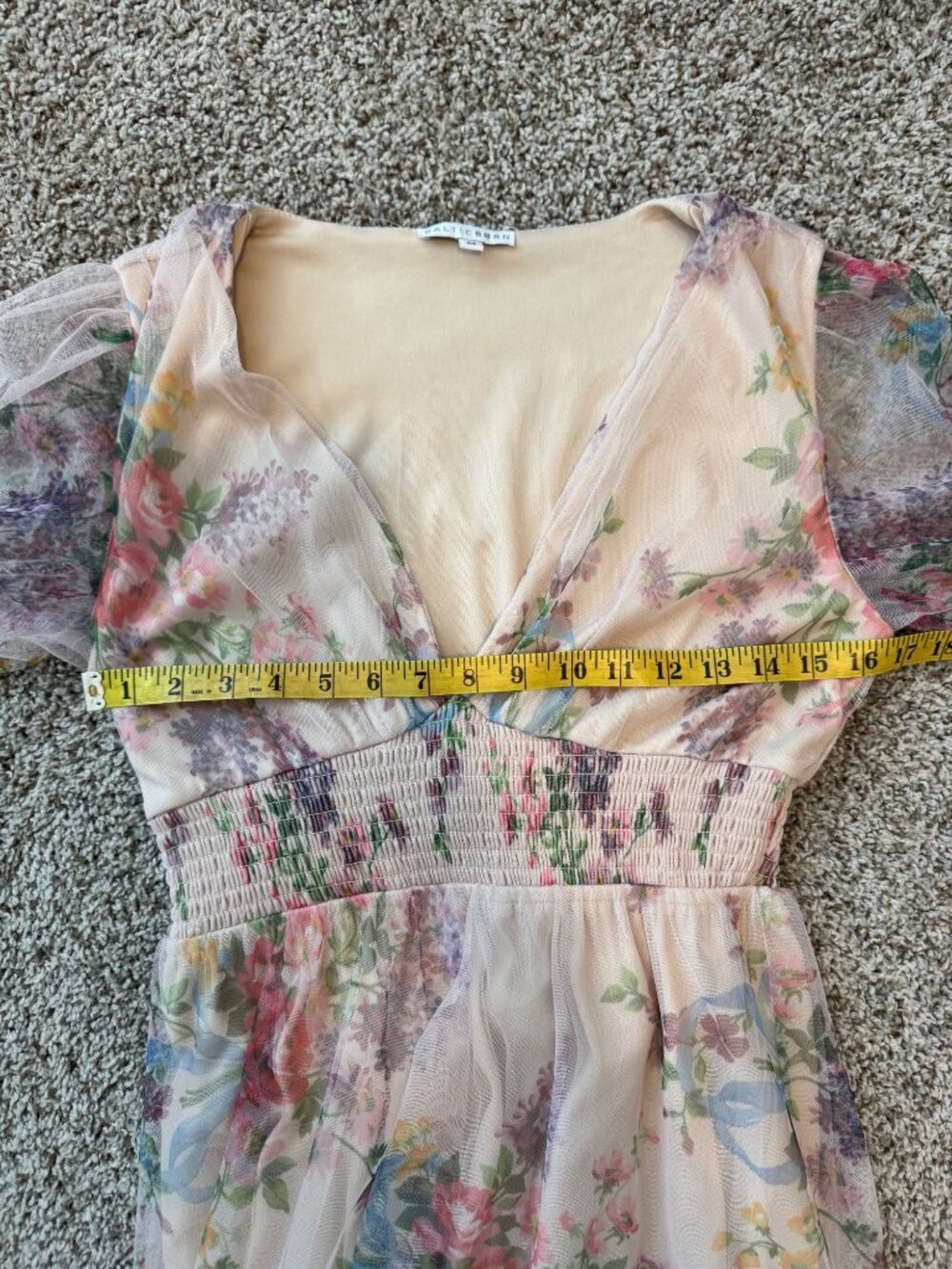 Baltic Born Layla Tulle Maxi Dress Romantic Floral Size M Wedding Guest - Picture 11 of 13